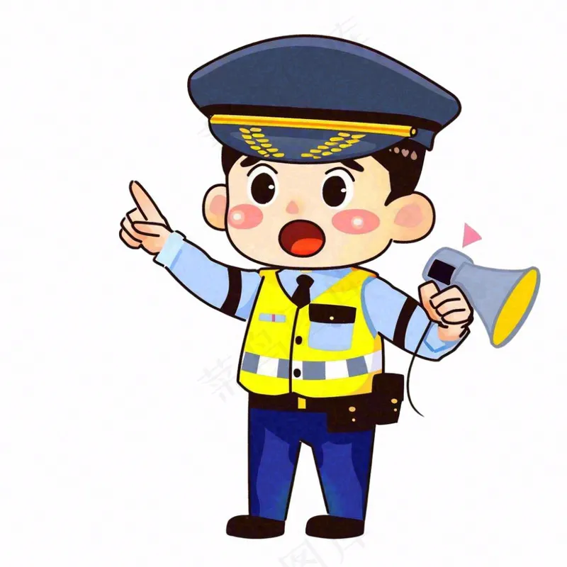 交警警察交通指挥劳动人物卡通插画免抠(1024x1024)