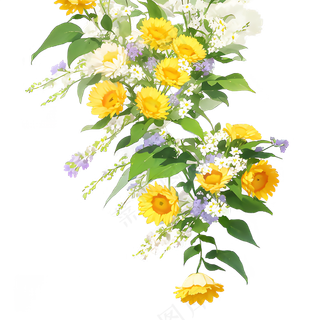 黄色 唯美 手绘 免抠 PNG 花 植物 素材9