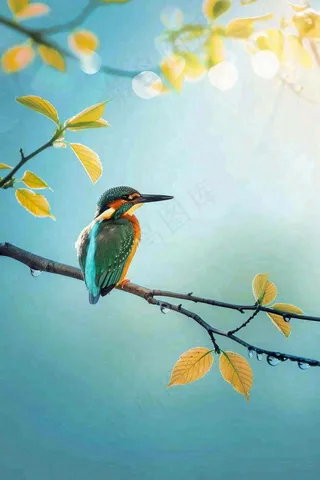 春天树枝上的小鸟春意立春惊蛰春分背景