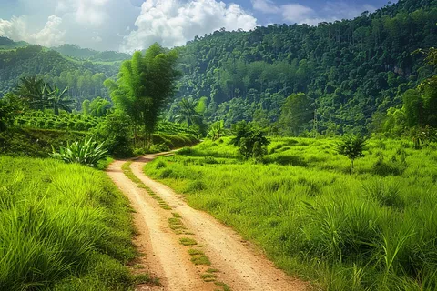 乡间山谷森林的小路摄影图 乡间山谷森林的小路摄影图