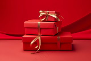 新年节日礼物红色礼盒圣诞摄影图