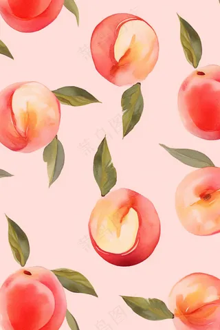 水蜜桃粉色可爱卡通插画壁纸