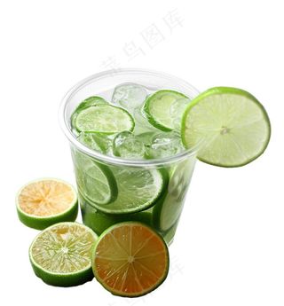 夏日柠檬水苏打汽水冰镇饮料免抠