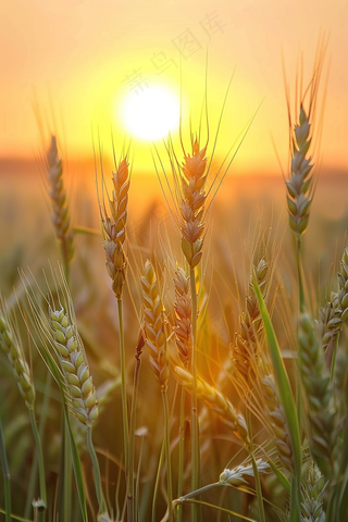 金秋麦芒麦穗秋收摄影图