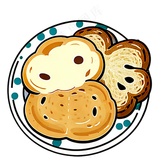 饼干面包西餐插画食物