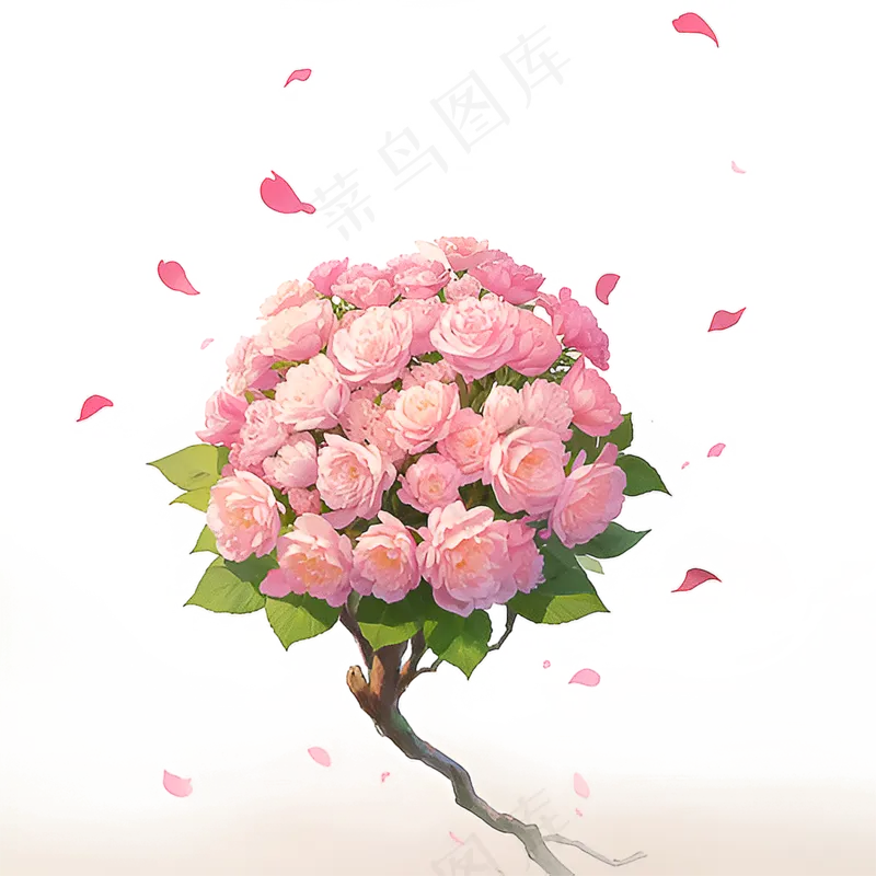粉色花朵桃花玫瑰免抠素材2