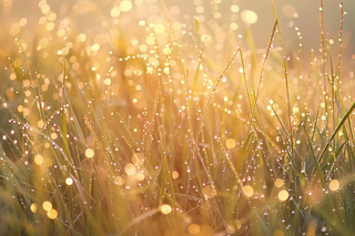 清晨绿草上的露珠春天摄影图