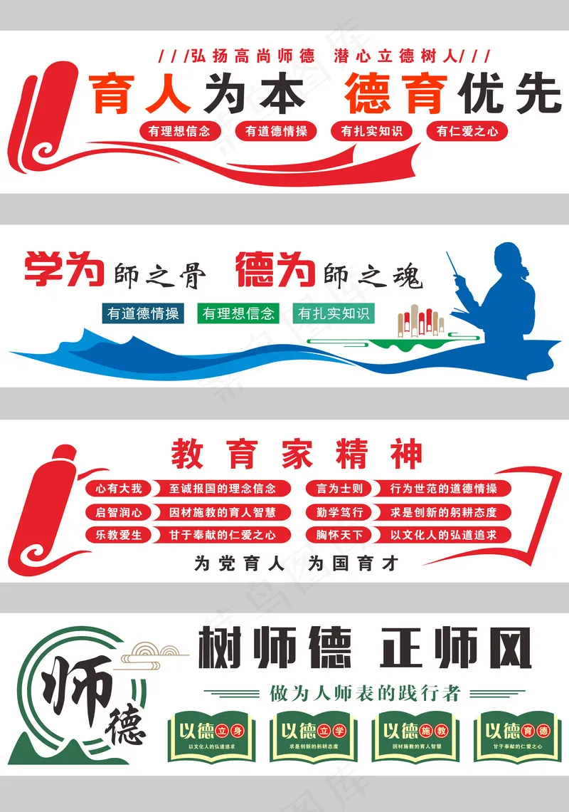 校园教育文化形象墙cdr矢量模版下载