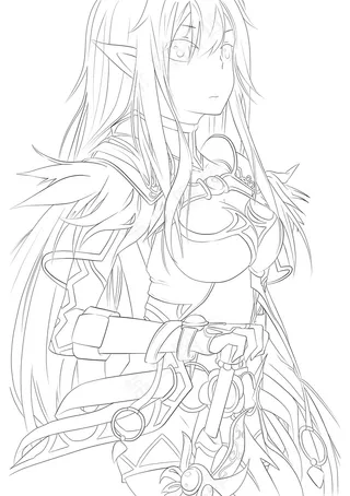 古风线稿丨PPT插画丨手绘线稿丨国风美女024