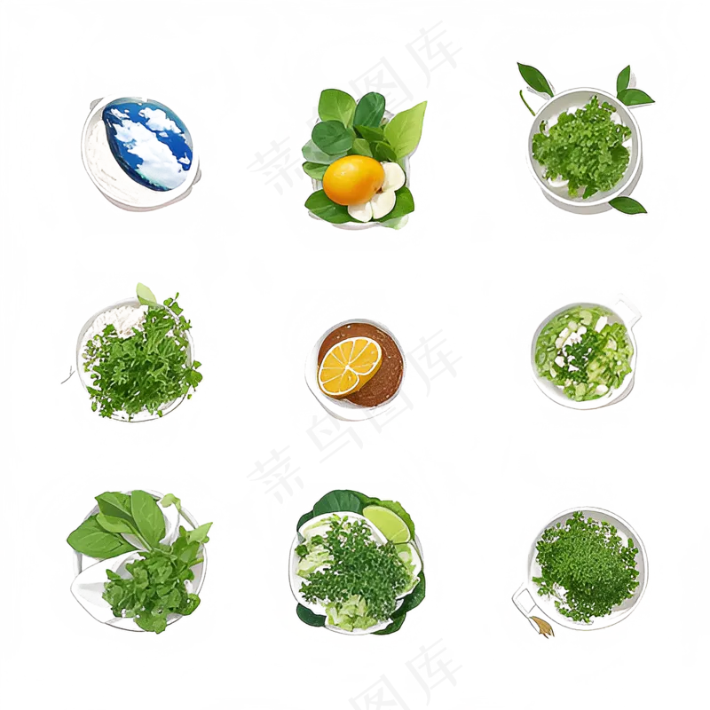 绿色手绘水果养生菜免抠素材108