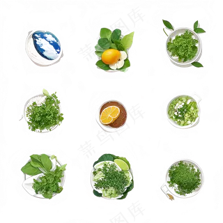 绿色手绘水果养生菜免抠素材108