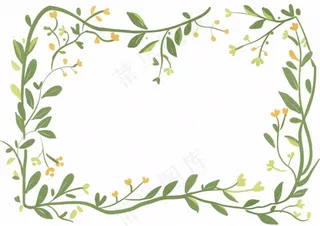 绿叶花环卡通边框免抠