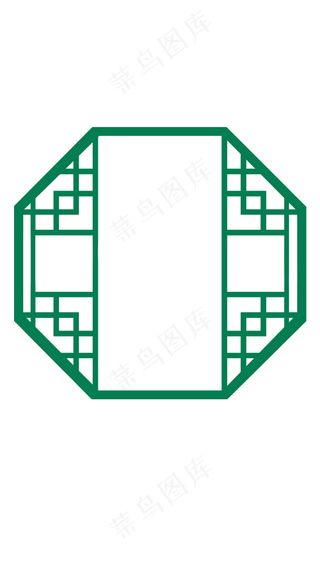 传统中国风绿色窗框