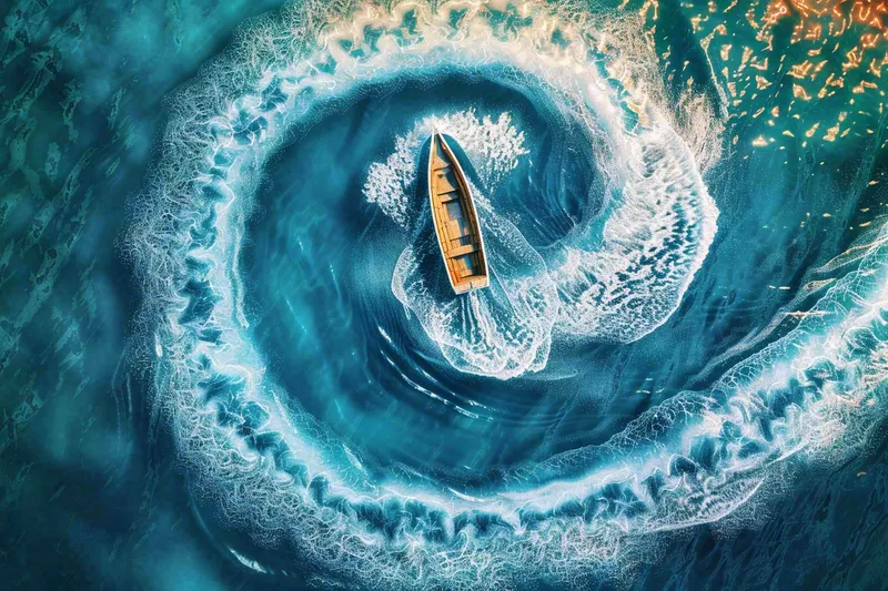 海洋中的船海浪摄影图(4032x2688)