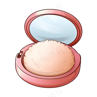 卡通手绘粉扑粉底线条插画矢量装饰元素