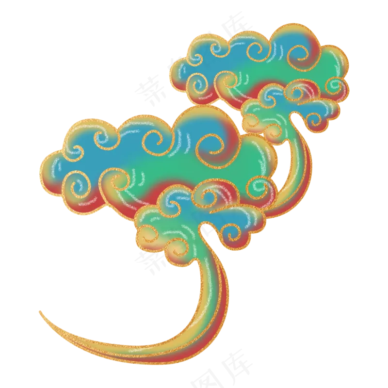 国潮敦煌云纹祥云插画免扣素材 (25)