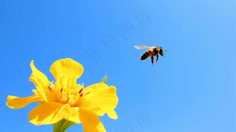 春天油菜花蜜蜂采蜜摄影图(4368x2448)