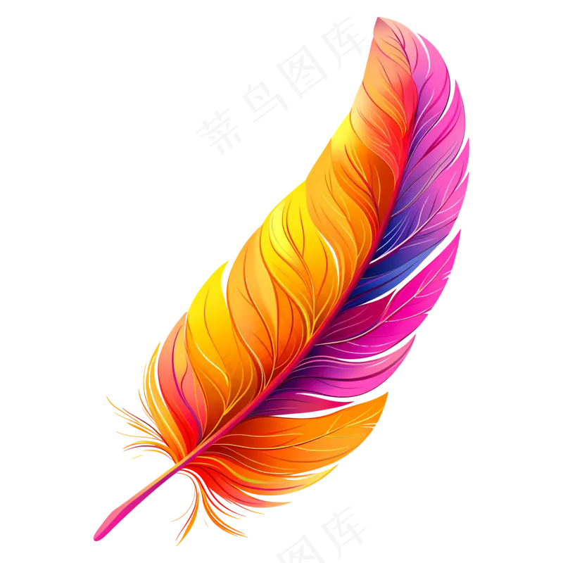 免抠一根彩色梦幻羽毛