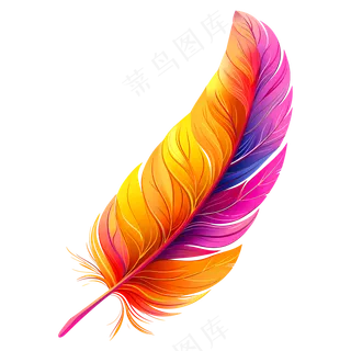 免抠一根彩色梦幻羽毛