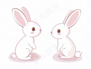 小白兔动物卡通插画免抠