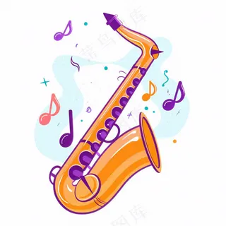 萨克斯乐器卡通插画免抠