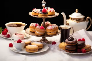 纸杯蛋糕水果蛋糕下午茶美食甜点摄影图