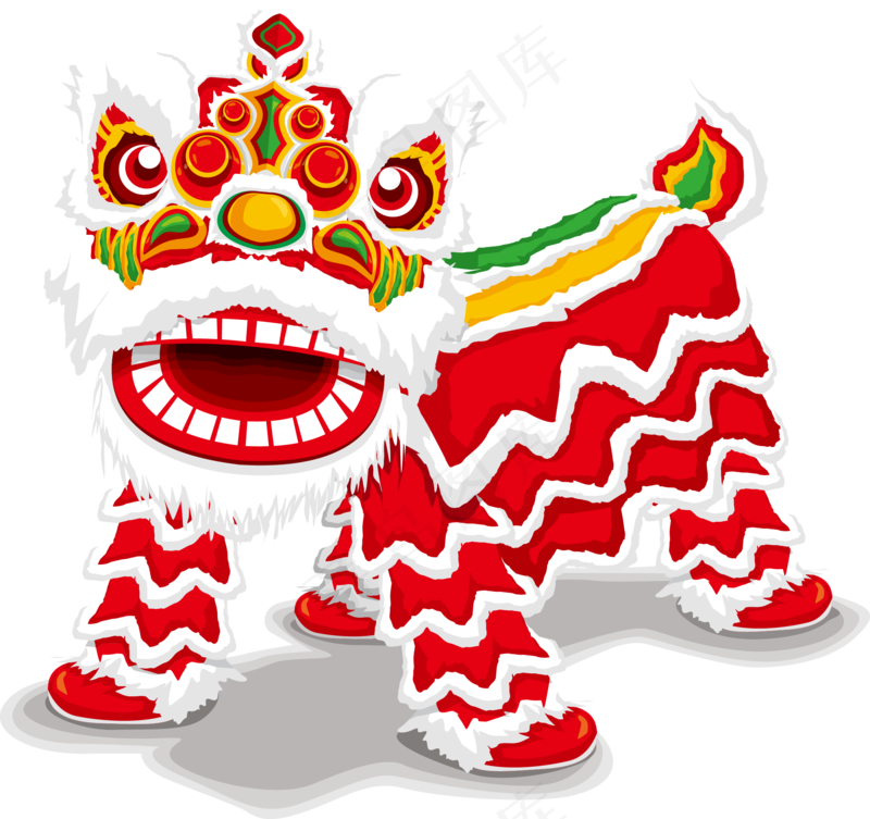 国风新年春节彩色舞狮舞龙装饰美化海报元素PNG免抠设计