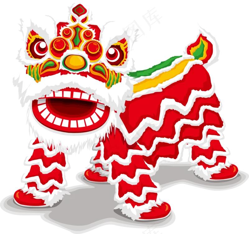 国风新年春节彩色舞狮舞龙装饰美化海报元素PNG免抠设计