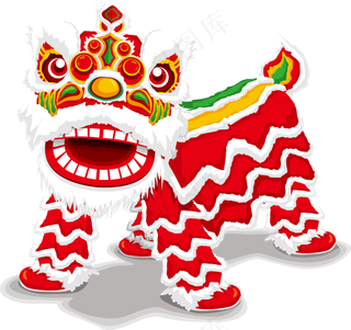 国风新年春节彩色舞狮舞龙装饰美化海报元素PNG免抠设计