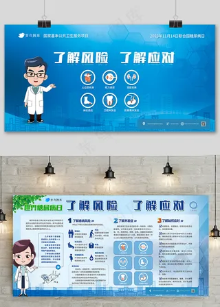 世界糖尿病日了解风险了解应对展板