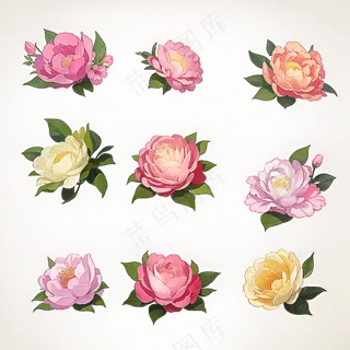 红色黄色粉色玫瑰花免抠素材30