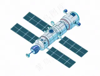 卫星探测器航空卡通插画免抠