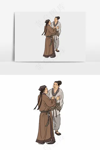 插画丨国风人物丨寒暄者004丨PPT插图