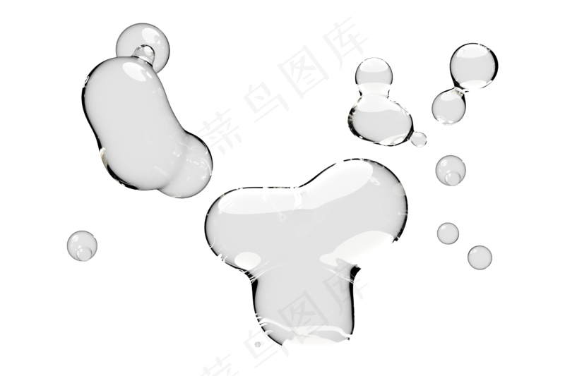 高清日系极简逼真透明水滴液体气泡水珠空气感png免扣素材 (