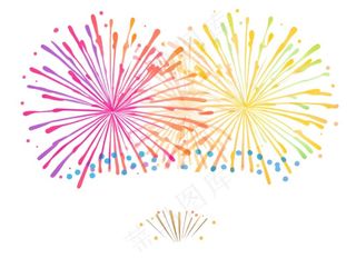 绽放烟花彩色免抠