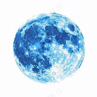 月球月亮蓝色天气卡通插画免抠