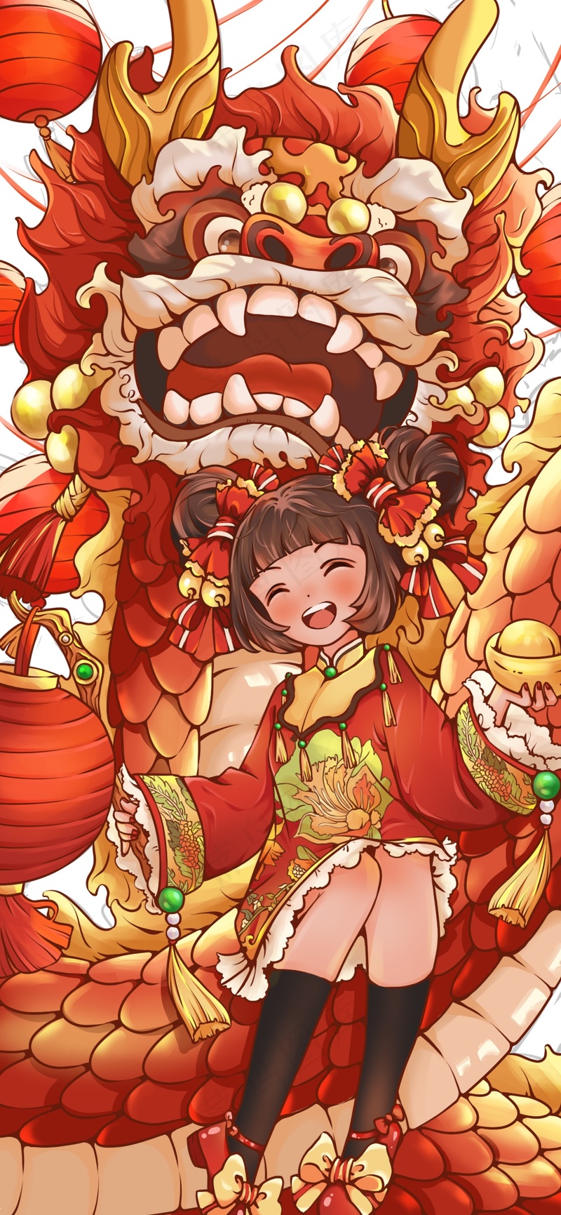 新年舞龙儿童画图片素材 (69)