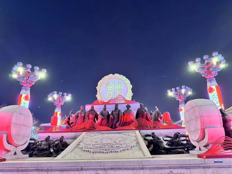 西安游玩大唐不夜城夜景素材