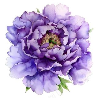 紫色牡丹花国花手绘插画插图免抠