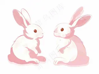 小白兔动物卡通插画免抠