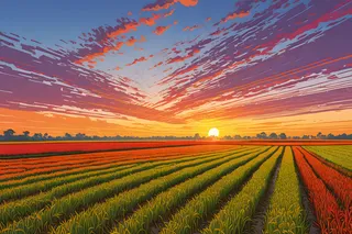 秋季水稻田日出图片