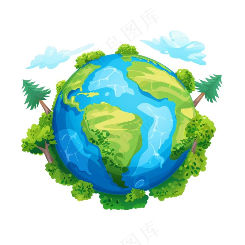 世界地球保护环境绿色卡通插画免抠
