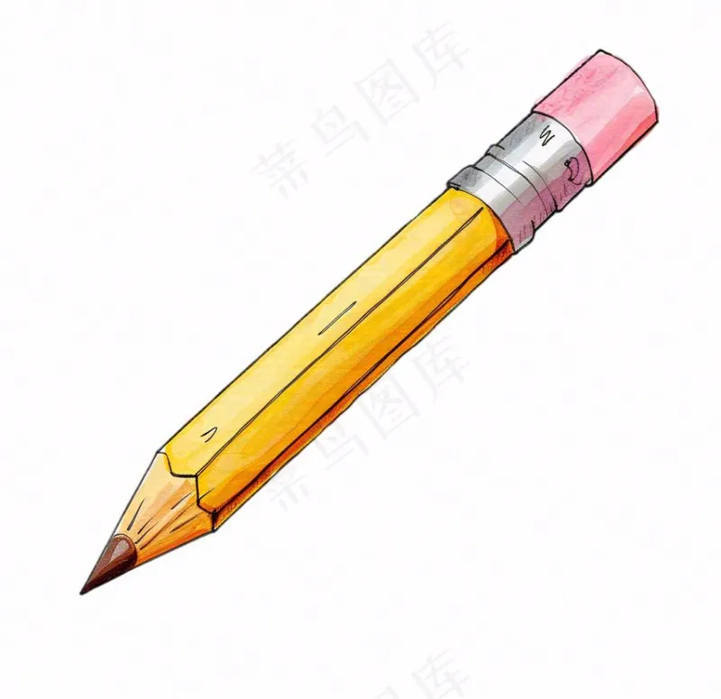 铅笔黄色学习工具卡通插画免抠(1056x1024)