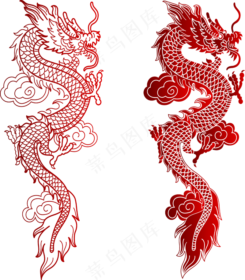 中国风金色龙元素古风水墨龙png免抠透明素材装饰图片PS素材