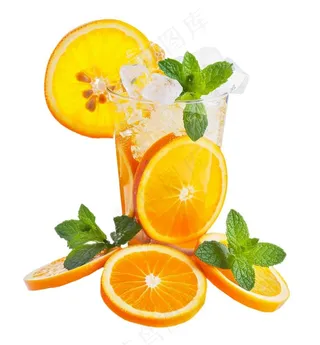 橙汁冰镇饮料水果茶免抠