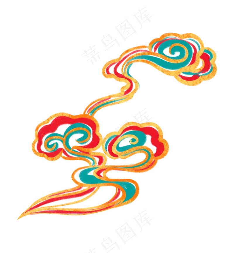 国潮敦煌云纹祥云插画免扣素材 (114)
