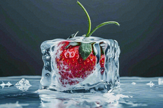 冰冻草莓冰块清凉摄影图