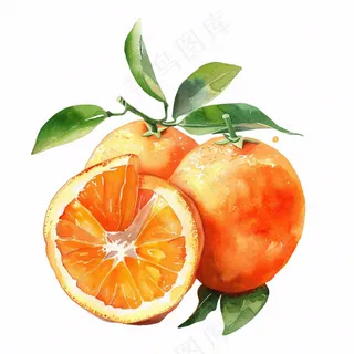 橘子砂糖橘橙子水彩插画免抠