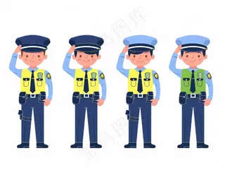 警察交警劳动人物卡通插画免抠