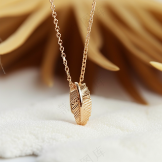 铂金羽毛项链首饰摄影图